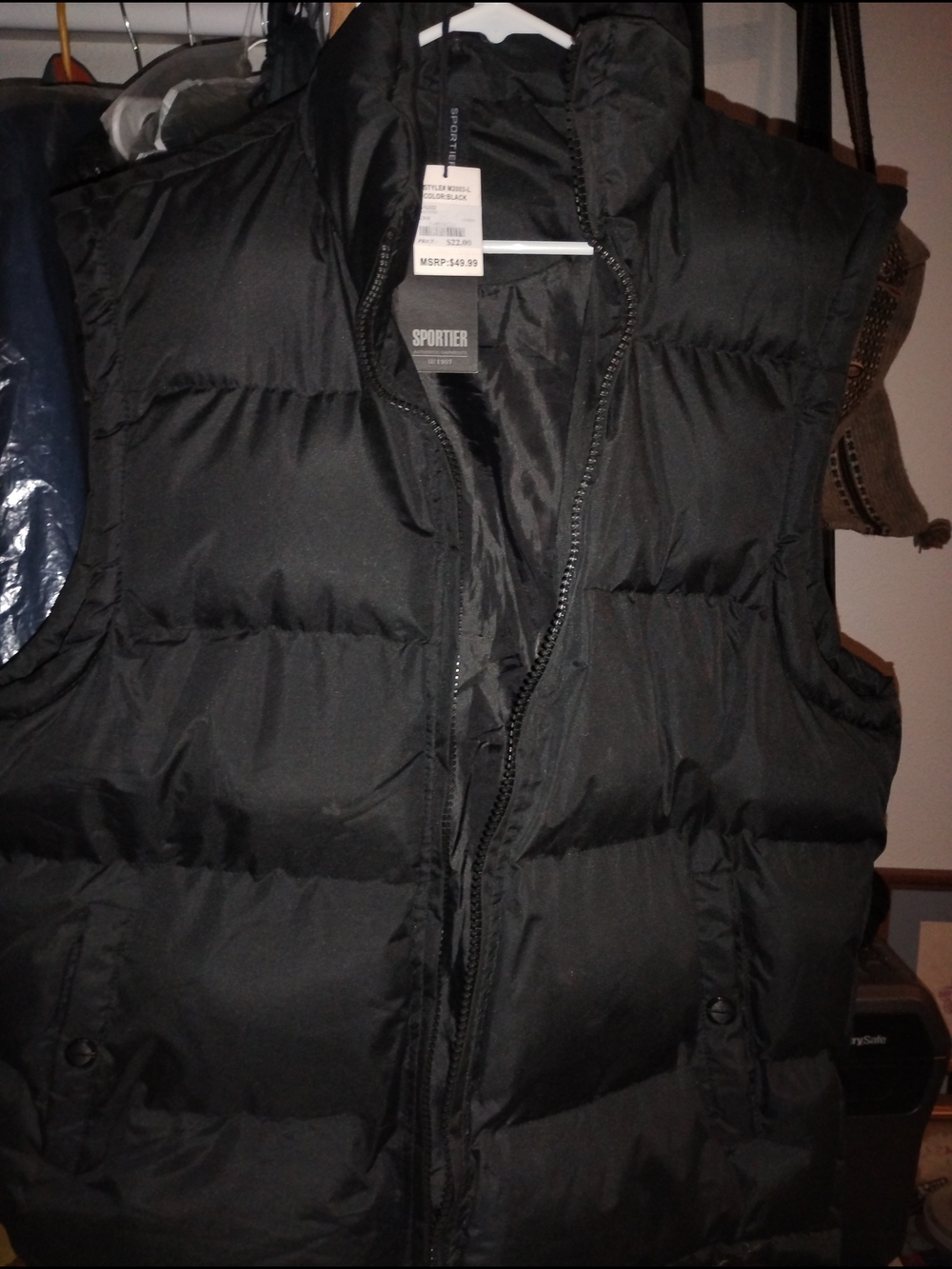 Sportier Black Puffer Vest